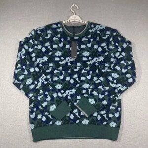 Greyson Sweater Mens Large Green Floral Camo Abyss Tomahawk Wool Cashmere Golf
